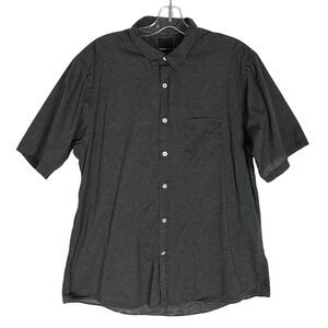 Murano‎ Sport Men Size L Gray Floral Button Up Shirt Short Sleeve Cotton